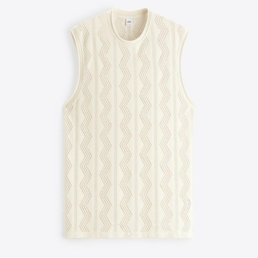 Zara-Men's Crotchet Sleeveless T-Shirt